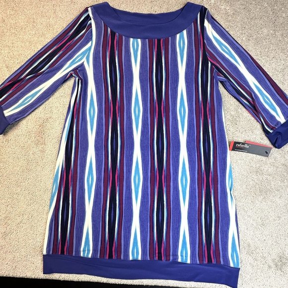 Rafaella NWT Dress‎ Size XL Blue multi color Soft and stretchy - Picture 1 of 6